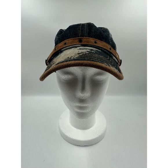 Women's Bleached Denim Hat Cap with Suede Front Strap - Adjustable - 100% Cotton - Picture 1 of 4